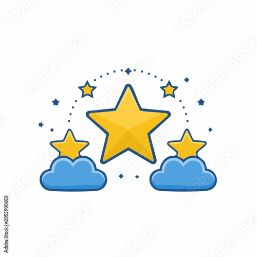 Yellow Stars and Clouds Icon