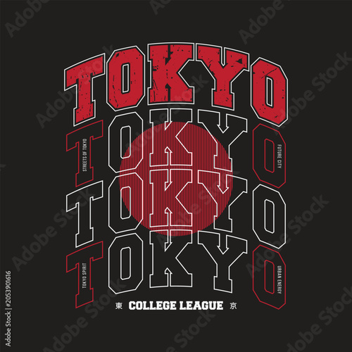 Tokyo College League Urban Streetwear Typography Japanese T-Shirt Design