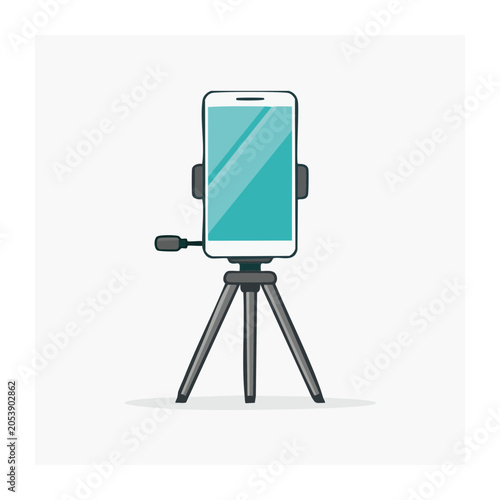 Cartoon phone on tripod illustration