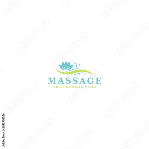 This logo illustration features a clean, modern, and calming visual identity, specifically designed to represent the wellness, spa, therapy, or massage industry.