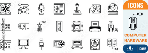 Bild auf Leinwand Computer hardware electronic devices vector icons