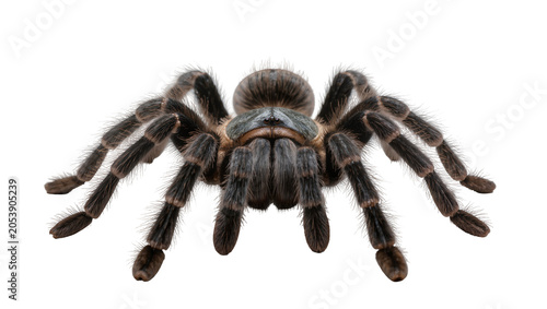 Foto Fluffy tarantula spider with hairy legs and segmented body