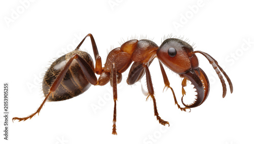 Canvas Print Red ant with large mandibles and segmented body