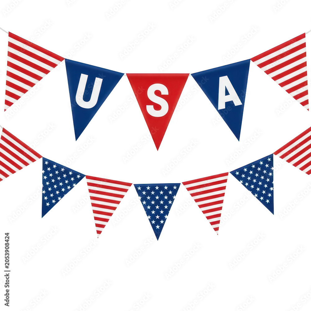 Fototapeta premium Colorful bunting flags hanging on a string for celebration or party decoration
