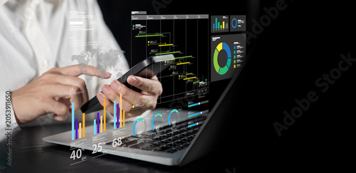 Cuadro en lienzo Business marketing strategy dashboard and financial risk management presentation