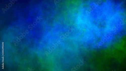 Quadro su tela Deep blue and green abstract sky with dramatic smoky clouds
