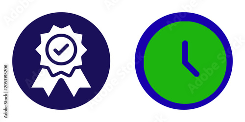 Cuadro en lienzo Quality and Time Icons, isolated on transparent background