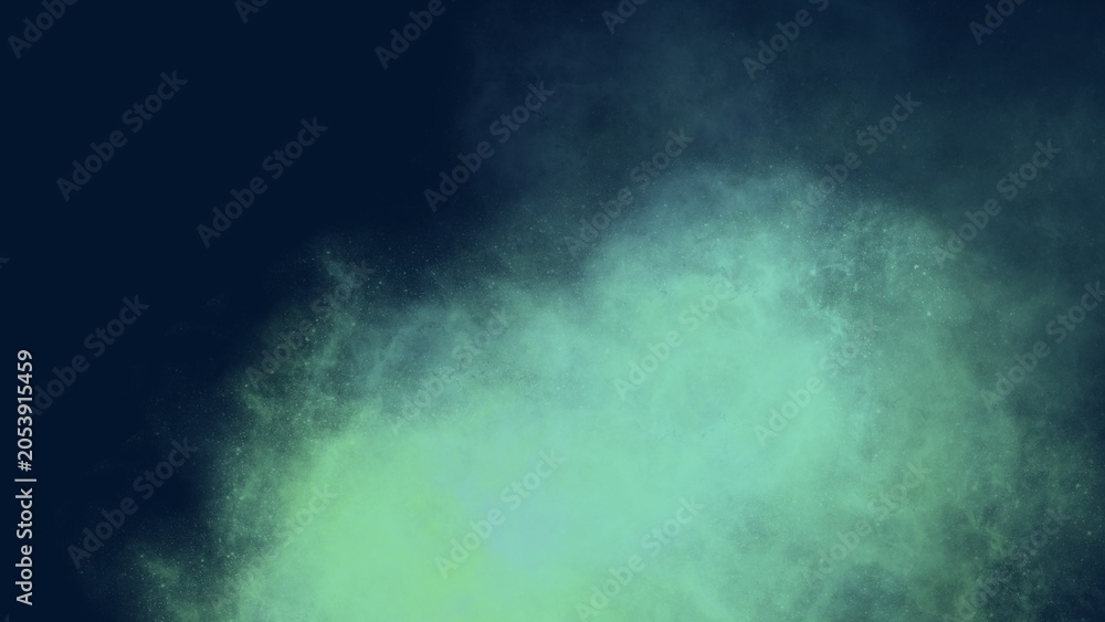 Fototapeta premium Soft glowing cyan and light green cloud puff on deep navy background. Delicate, dreamy and calming atmospheric texture, ideal for meditation, wellness and minimalist designs.