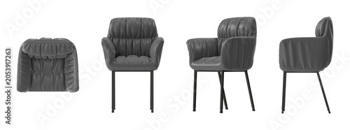 Quadro su tela Modern gray armchair with elegant tufted upholstery and slender black legs