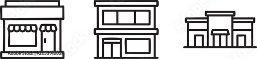 Foto commercial business center clean line icon set