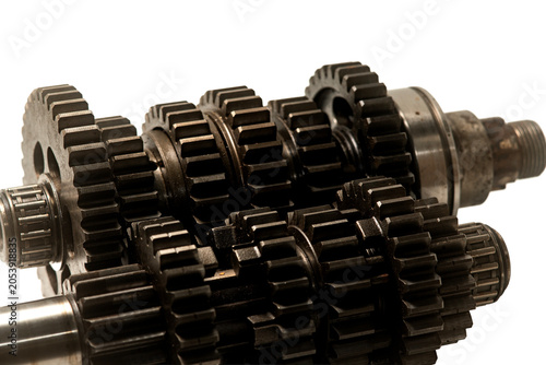 gears on a white background, The concept of driving force.