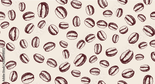 Coffee beans hand drawn on white	
