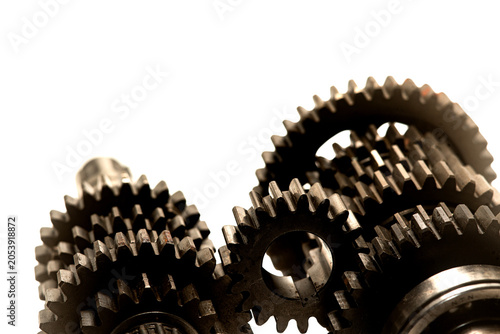 gears on a white background, The concept of driving force.