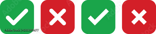 Fotografia Green check mark and red cross sign