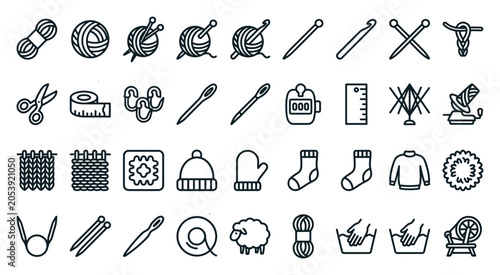 Foto Knitting and crochet icons and symbols