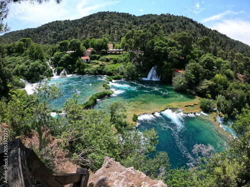 Panoramic view of waterfalls in Krka National Park, Croatia