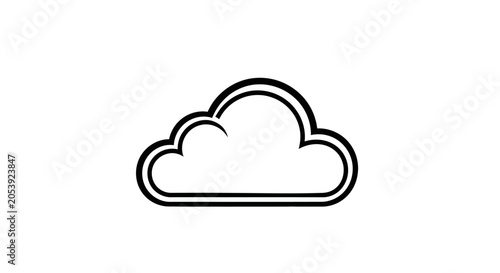 Simple Cloud Icon Outline Drawing.