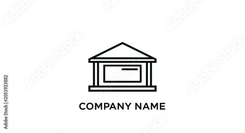Simple Line Drawing of Building Logo.