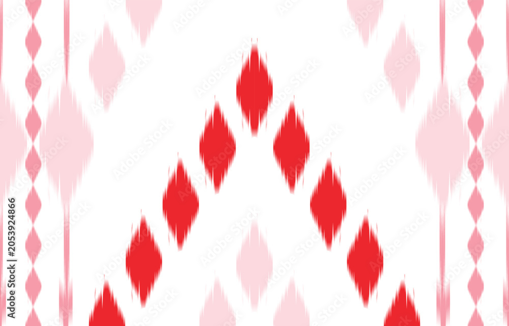 Fototapeta premium ethnic ikat seamless pattern. hand drawn craftsmanship embroidery bohemian, abstract square geographic art fabric ikat textile material design for curtain, carpet, wallpaper, clothing, Batik.