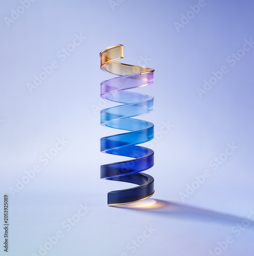 Abstract Spiral in Frosted Glass, Gold. Golden Ratio Progression. Luxury Business Growth, Success and Infinite Transformation. Corporate Financial Services web3 Digital asset. Fintech glassmorphism