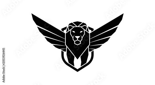 Canvastavla Winged Lion Shield Emblem - Geometric Abstract Design
