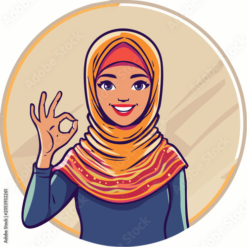 Woman in Hijab Giving OK Sign