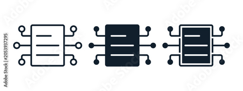 Εκτύπωση καμβά Document Data Compiling Icon with Paper Files and Database Stack Symbol
