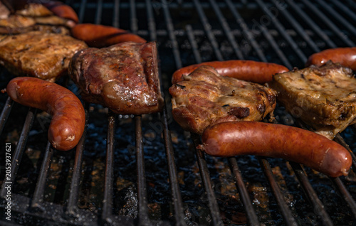 sausages on the grill