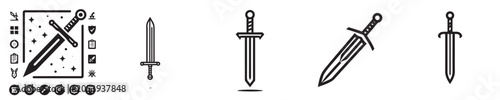 set of vector swords silhouette style