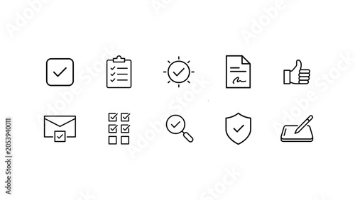 Schilderij op canvas Set of twelve flat style icons representing common actions and objects for web a