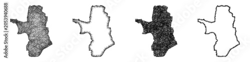Photos Sketch monochrome Takev (Cambodia) outline map design set