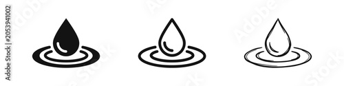 Konstfotografi Water drop with ripples icon set in flat, outline and hand-drawn sketch styles