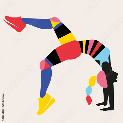 Female Gymnast Performing Bridge Pose in Artistic Gymnastics