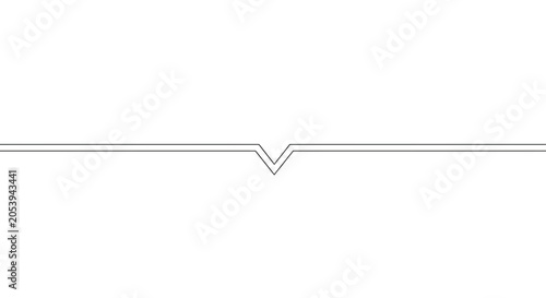 Schilderij op canvas Minimalist line art illustration of a simple vshaped notch on a horizontal line