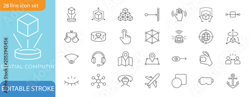 Billede på lærred Spatial Computing Line Icon Set.Editable  Vector illustration.