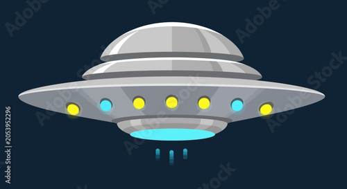 Fotografie Flying saucer with glowing lights.