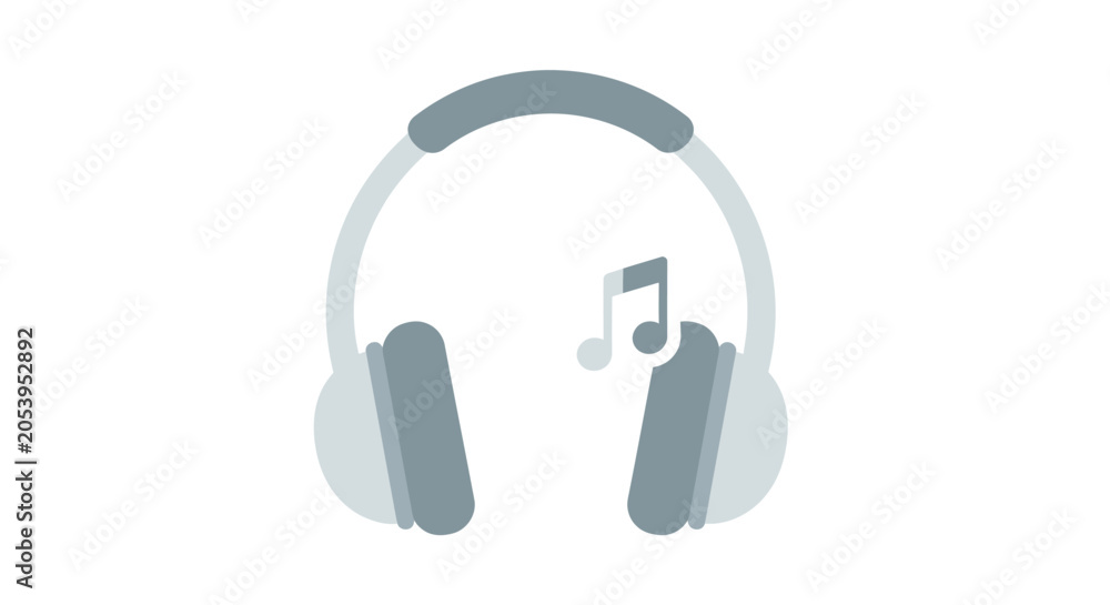 Fototapeta premium Grey and white music headphones.