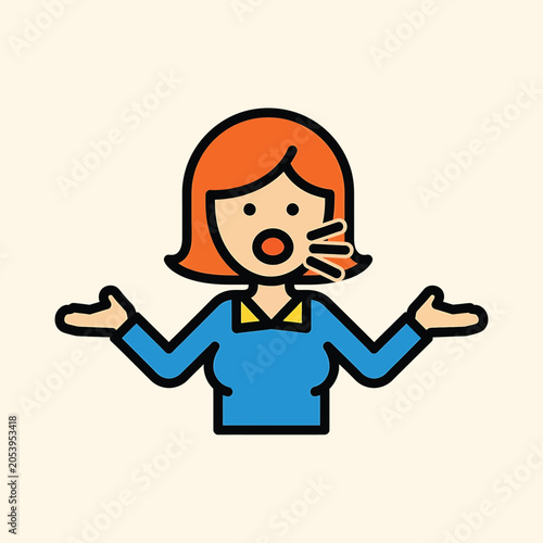 Fotografía Cartoon woman with surprised expression.