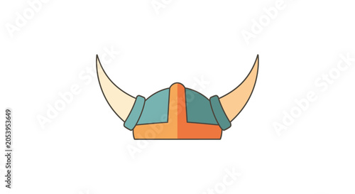Foto Viking helmet with horns cartoon.