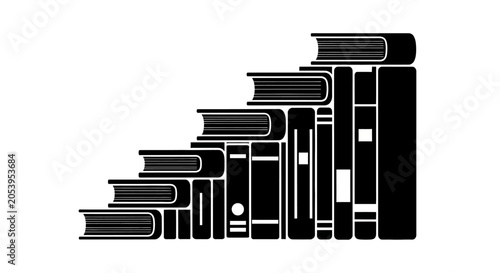 Stack of books in black silhouette.