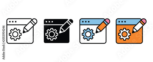 Obraz na plátne Website development content editing and platform configuration process icon show