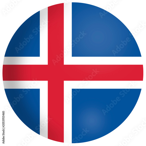 Quadro su tela Iceland Flag Round Button