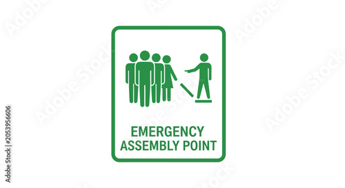 Obraz na plátne Emergency Assembly Point Sign - People Gathering for Safety