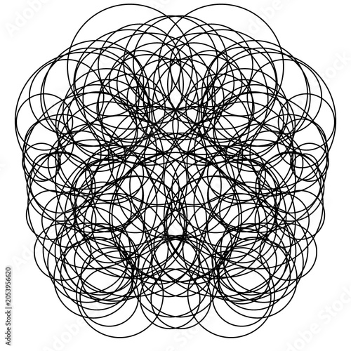 Doodle line art square made by tangled thread ribbon messy and confused drawing  that can be use for icon, decorative, social media, wallpaper, etc.