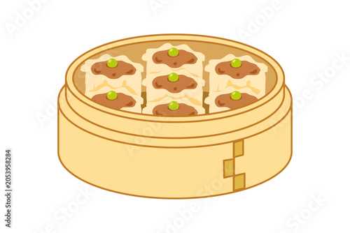 セイロに入れた焼売のイラスト