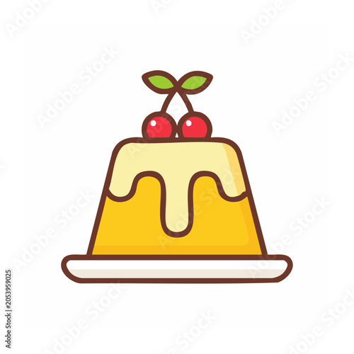 Cherry Dessert Flat Icon