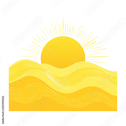 Flat Sun and Water Vector Illustration