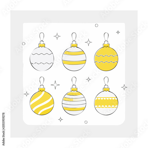 Hand Drawn Christmas Ornaments Vector Illustration