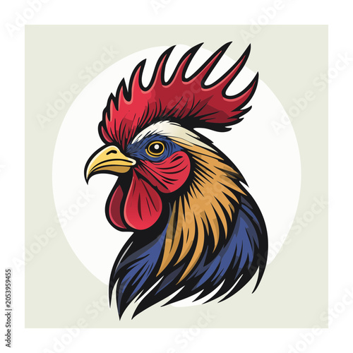 Rooster Head Vector Illustration