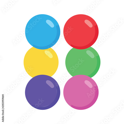 Colorful gumballs arranged in a grid pattern with bright and playful appearance for children